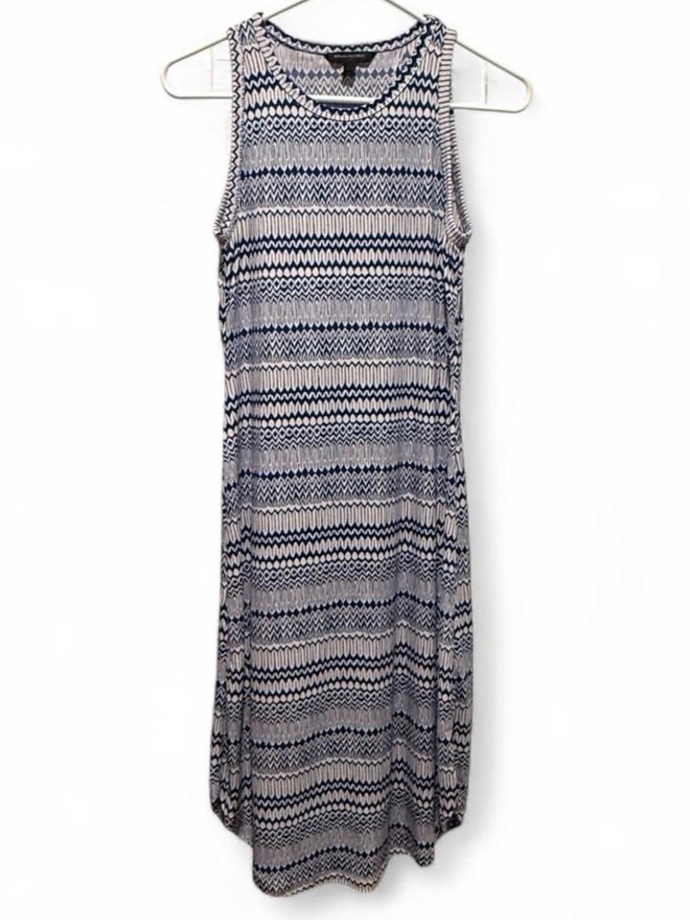 Banana Republic Navy & White Sleeveless Patterned Maxi Dress